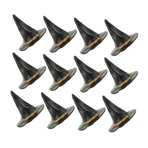 HANABASS 24 Stück Teiliges Mini Hexenhüte Schwarz Kleine Zaubererhüte für Halloween DIY Bastelbedarf Flaschen-deko Puppenhaus Partydekoration von HANABASS