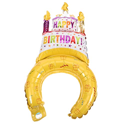 HANABASS 25 Stück Geburtstagshut Kopfschmuck alles gute zum geburtstag stirnband Ballon-Stirnbänder aus Aluminiumfolie aufblasbares Stirnband Dekoratives Stirnband Haarreiber Aluminiumform von HANABASS