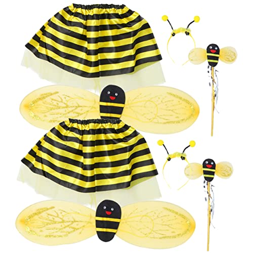 HANABASS 2Sätze Bienen Kostüm Cosplay Requisiten mit Flügeln Haarreifen für Karneval Partys und Bühnenaufführungen Teiliges von HANABASS