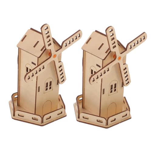 HANABASS 2Sätze DIY Solar Windmühlen Modellbausatz für Holzpuzzle Stem Naturwissenschaften für Geburtstagsgeschenke und Kreative Freizeitgestaltung von HANABASS