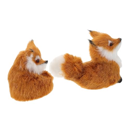 HANABASS 2Stücke Fuchs Plüschtier Realistische Waldtier Figuren aus Kunstfell Weiche Deko für Kinderzimmer Party und Weihnachtsdekoration Charmantes Kuscheltier für Zuhause von HANABASS