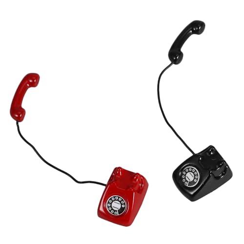 HANABASS 2Stücke Mini Retro Telefon Modell für Puppenhaus Robustes Nostalgisches Design für Kinderfeste und und Mini Dekoration von HANABASS