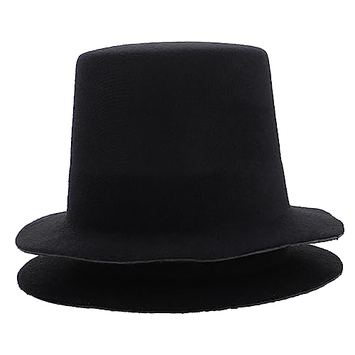 HANABASS 2Stücke Mini Schwarze Hüte für Puppen DIY Zubehör für Kreative Handwerksprojekte Geeignet für Schneemänner und Mini Puppen Klassischer Retro Look von HANABASS