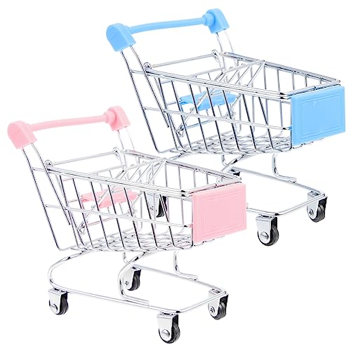 HANABASS 2Stücke Mini Supermarktwagen Dekorative Einkaufswagen Requisiten für Kinderzimmer Handgefertigter Einkaufswagen aus Hochwertigem Material von HANABASS