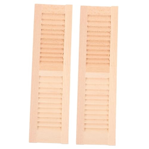 HANABASS 2Stücke Miniatur Fensterläden aus Holz DIY Winzige Fensterläden für Puppenhausmöbel Dekorative Fensterläden für Kleine Modelle für Puppenhaus Zubehör von HANABASS