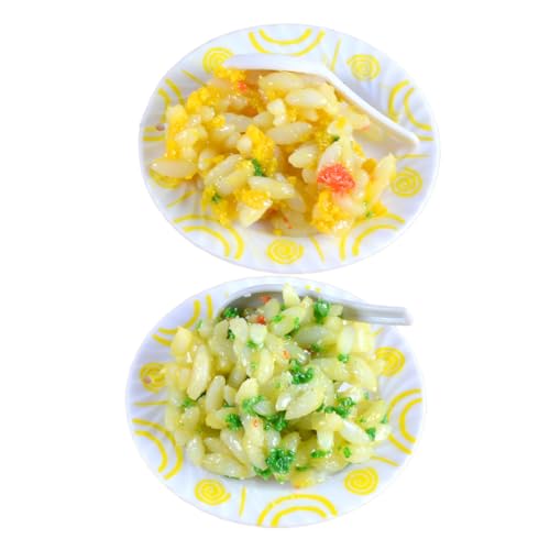 HANABASS 2Stücke Miniatur Gebratener Reis Modell Realistisches Faux Food für Puppenhaus Langlebige Lebensmittel Dekoration für Küchen und Tischpräsentationen von HANABASS