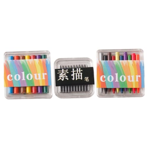HANABASS 3 Kartons Wachsmalstifte Crayons für Miniaturhäuser und Landschaftsdekoration Requisiten für Puppenhäuser und Kreative Miniaturlayouts von HANABASS