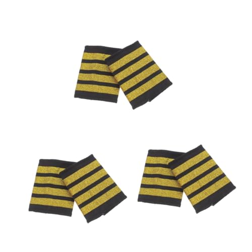 HANABASS 3 Paare Captain Schulterklappen Gold Balken Piloten Epauletten Kinderkostüm Zubehör für Rollenspiele Bühnenauftritte Sichere und Langlebige Piloten Uniform Accessoires von HANABASS