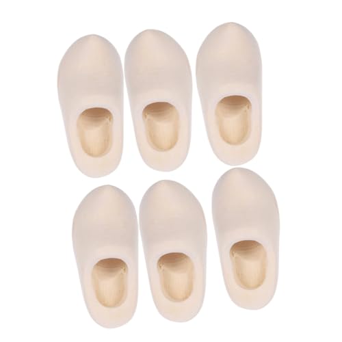 HANABASS 3 Paare Mini Holzschuhe Holzmodell Puppenhaus Deko DIY Klompen Handbemalbar Bastelzubehör Holzschuhe für Miniaturhäuser von HANABASS