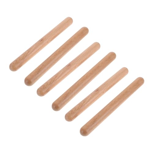 HANABASS 3 Paare Rhythmusstäbe aus Massivem Hartholz Lange Percussion Claves für Anfänger Natürliches Holz Leuchtender Klang Musikinstrument für Musikunterricht und Rhythmusförderung von HANABASS