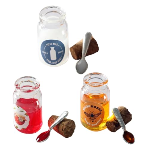 HANABASS 3 Sätze Mini Food Modelle Miniatur Milch Honig Erdbeer Sauce mit Löffel Detailreiche Puppenhaus Dekoration Lebensnahe Miniatur Lebensmittel für Puppenhaus Zubehör Sammler HANABASS 3 Sätze Mini Food Modelle Miniatur Milch Honig Erdbeer Sauce mit Löffel Detailreiche Puppenhaus Dekoration Lebensnahe Miniatur Lebensmittel für Puppenhaus Zubehör Sammler von HANABASS