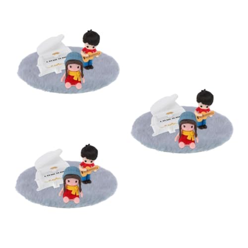 HANABASS 3 Sätze Miniatur Musikfigurenset Teilig mit Weißem Klavier und Gitarre Kreative Tischdekoration für Zuhause Büro und Puppenhaus Platzsparende Romantische Coupledarstellung für von HANABASS