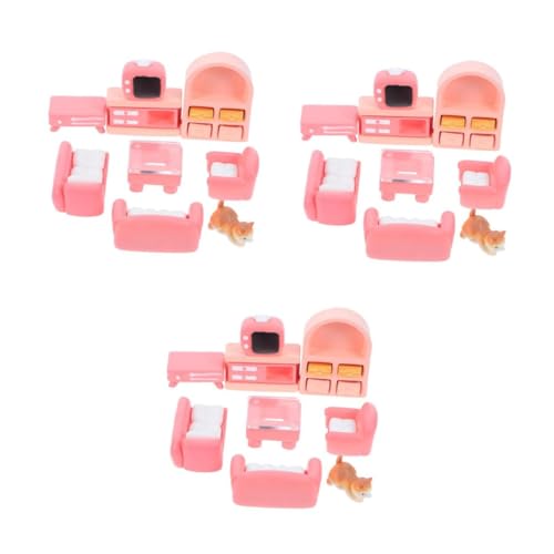 HANABASS 3 Sätze Miniatur Wohnzimmer Möbel Teilig Sofa Tv Schrank Kleine Puppenhaus Deko DIY Micro Landschaft Ornament Zubehör für Fairy Garden Home Decor von HANABASS