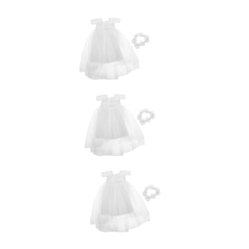 HANABASS 3 Stück Elegantes Hochzeitskleid für Puppen mit Spitzen und Perlendetails Zeitloses Brautkleid für Sammler für Mädchen Puppenkleidungszubehör Weißes Prinzessinnen Outfit von HANABASS