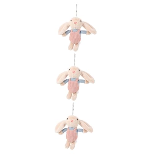HANABASS 3 Stück Fluffy Plüschtier Hase mit Latzhose Weiches Kuscheltier Schlüsselanhänger Miniatur Stofftier für Junge Mädchen und Mädchen Langlebiges Plüschmaterial Niedliches Hasen von HANABASS