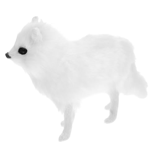 HANABASS 3 Stück Fox -Modell Ornamente Kindergartendekoration Kuscheltiere Fuchs Kuscheltier Fuchs Spielzeugtiere Fuchs-Figur-Statue Tierdekoration Fuchs Tier Kunstfell Weiß von HANABASS