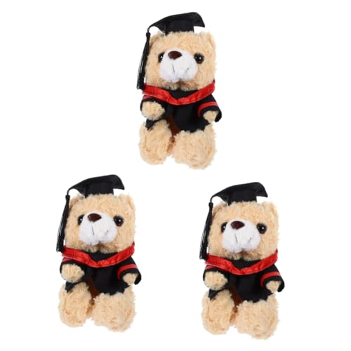 HANABASS 3 Stück Graduation Bear Kuscheltier Weiches Plüschtier Doktorbär mit Streifen Niedliches Abschlussgeschenk für Studenten Verarbeitet Dekoratives Stofftier für Party und Zuhause von HANABASS