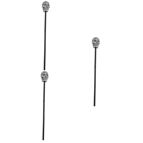 HANABASS 3 Stück Halloween Gehstock Requisit mit Schädelkopf Robustes Cosplay Ornament für Kostüm und Themenpartys Ergonomischer Griff Langlebiger Deko Stab für Bühnenauftritte und von HANABASS