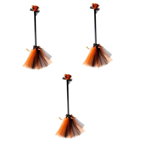 HANABASS 3 Stück Halloween Hexenbesen Deko Besenstab Kostüm Requisite Orange für Halloween Party Cosplay Erwachsene Verwendbar HANABASS 3 Stück Halloween Hexenbesen Deko Besenstab Kostüm Requisite Orange für Halloween Party Cosplay Erwachsene Verwendbar von HANABASS