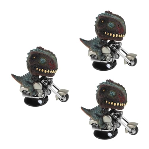 HANABASS 3 Stück Inertial Dinosaur Motorbike Figurine Kreative Auto Deko Robust Langlebig Spaßiges Design für Schreibtisch Dekoration von HANABASS