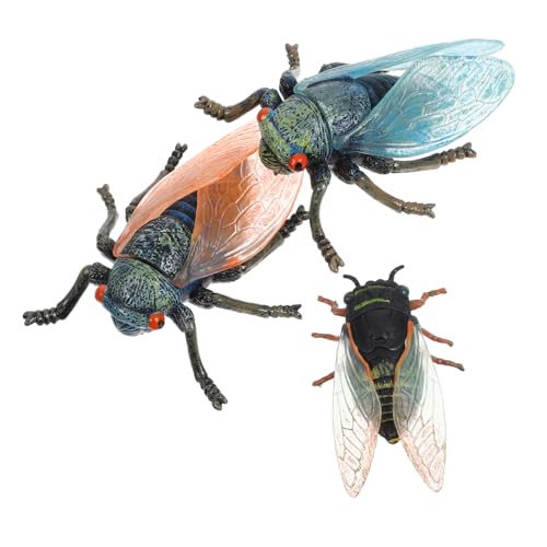 HANABASS 3 Stück Insektenmodell realistische Fälschung Kind simulieren drinnen Insekten Modell Simulationsmodell Tiermodell Zikadenfigur aus Kunststoff kleines Zikadendekor Abs von HANABASS