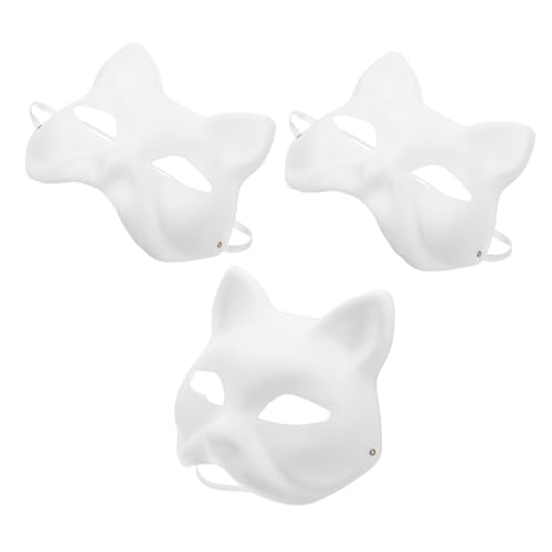 HANABASS 3 Stück Maske Tierhandwerk Aus Weißem Zellstoff HANABASS 3 Stück Maske Tierhandwerk Aus Weißem Zellstoff von HANABASS