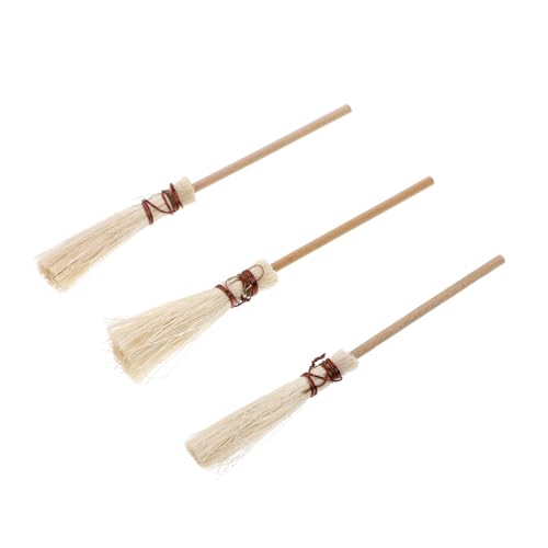 HANABASS 3 Stück Mini-Besen-Modell Miniaturwerkzeuge für das Puppenhaus Mini-Puppenhauszubehör Puppenhaus Miniaturbesen Mini-Besen-Ornamente Minature Besen Holz von HANABASS
