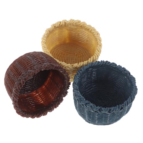HANABASS 3 Stück Mini -korbspielzeug Winzig Mini-Korb-partyartikel Miniatur-puppenhauszubehör Weihnachten Mini-Korb Zum Basteln Miniaturkörbe Klein Mini-picknickkörbe Gewebte Ornament Harz von HANABASS