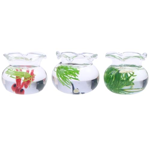 HANABASS 3 Stück Miniatur Aquarium aus Gläserne Fischschalen Deko für Puppenhaus und Mini Garten Realistische Mikro Landschaftsaccessoires Rot Gelb und Schwarz HANABASS 3 Stück Miniatur Aquarium aus Gläserne Fischschalen Deko für Puppenhaus und Mini Garten Realistische Mikro Landschaftsaccessoires Rot Gelb und Schwarz von HANABASS