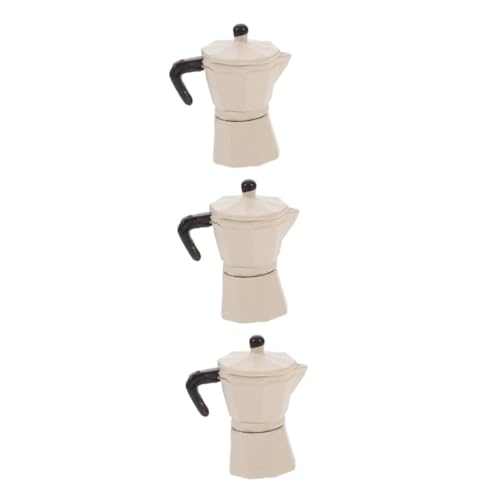 HANABASS 3 Stück Miniatur Espressokanne Puppenhaus Zubehör Realistisch Gestaltete Mini Kaffeemaschine für Puppenhaus Küche Deko Miniatur Haushaltsgerät Fotorequisite von HANABASS