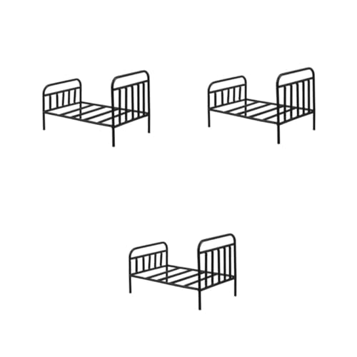 HANABASS 3 Stück Miniatur Puppenbett aus Dekorativer Blumentopfständer Handgefertigtes Metall Möbelstück für Puppenhaus Vielseitig als Blumenständer und Zierde Schwarz von HANABASS