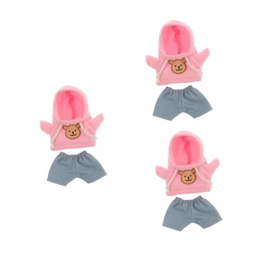 HANABASS 3 Stück Plüschbärenkleidung Set Kuscheltier Outfit mit Süßem Hoodie und Hellblauen Hosen Weiches Langlebiges Material Handgefertigt Komfortabel und Gemütlich für Plüschtiere und von HANABASS
