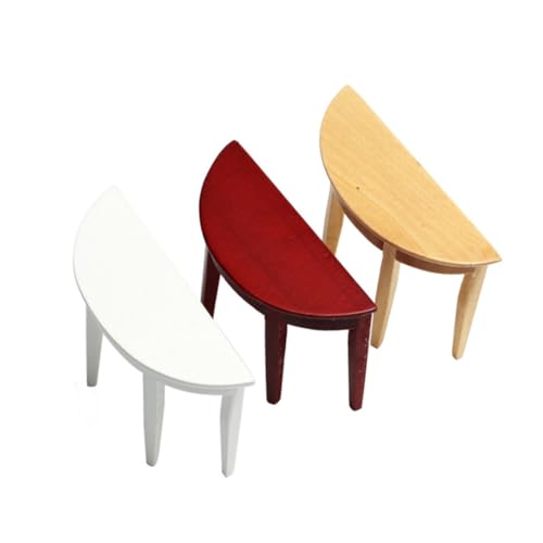 HANABASS 3 Stück Puppenhaus Minimöbel Kleiner Tisch Mini Hausmöbel Puppenhausmöbel Miniatur Halbkreistisch Puppenhausmöbel Mini Puppenmöbel Mini Schreibtisch Modell Aus Holz von HANABASS