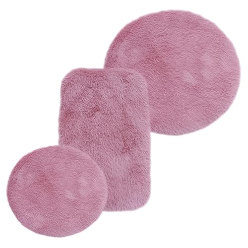 HANABASS 3 Stück Puppenhaus Teppich Mini-hausschmuck Dekorativer Miniaturteppich Kleine Hausdekoration Mini -hausteppich Spielhaus Teppichdekor Mini-hausdekoration Mini-fußmatte Plüsch Rosa von HANABASS