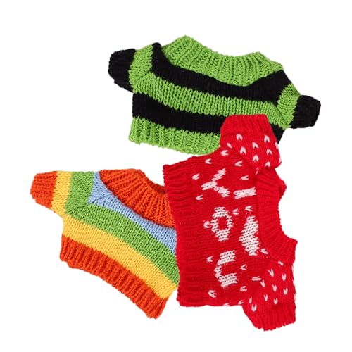 HANABASS 3 Stück Puppenzubehör ausgestopft Tiere Puppe Plüsch kleine Bärenkleidung Puppenkleidung Set Puppenaccessoires kompaktes Puppenbärenkostüm Puppenkleidung tragen Garn von HANABASS