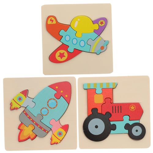 HANABASS 3 Stück Puzzle Rätsel Kinderhandwerk Frühpädagogisches hölzern von HANABASS