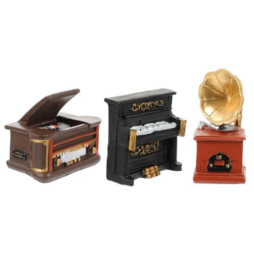 HANABASS 3 Stück Retro Miniatur Dekor Teiliges aus Umweltfreundlichem Harz mit Detailgetreuem Plattenspieler Klavier und Grammophon für Nostalgische und Bürodekoration HANABASS 3 Stück Retro Miniatur Dekor Teiliges aus Umweltfreundlichem Harz mit Detailgetreuem Plattenspieler Klavier und Grammophon für Nostalgische und Bürodekoration von HANABASS