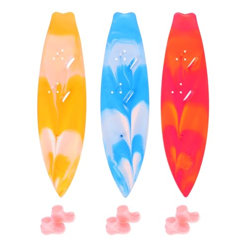 HANABASS 3 Stück Surfbrett Modell Beachy Mini Geburtstag Schwimmen Klein Für Aqua Little Kit Surfs – Surfer Tropische Dekoration Surfbrett Surf Cupcake Topper Kunststoff von HANABASS
