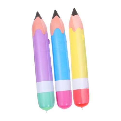 HANABASS 3 Stück Teiliges Aufblasbares Bleistift in Gelb Blau und Dekorative PVC Bleistift Requisiten für Geburtstagsfeiern und Klassenzimmer Langlebige Partydekoration und für Schüler von HANABASS