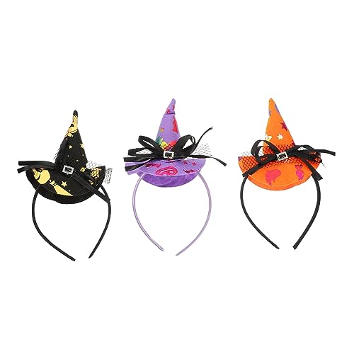 HANABASS 3 Stück Teiliges Halloween Hexenhut Haarreifen Kostümaccessoires für Partys Geeignet für Erwachsene für Halloween Feiern und Karneval HANABASS 3 Stück Teiliges Halloween Hexenhut Haarreifen Kostümaccessoires für Partys Geeignet für Erwachsene für Halloween Feiern und Karneval von HANABASS