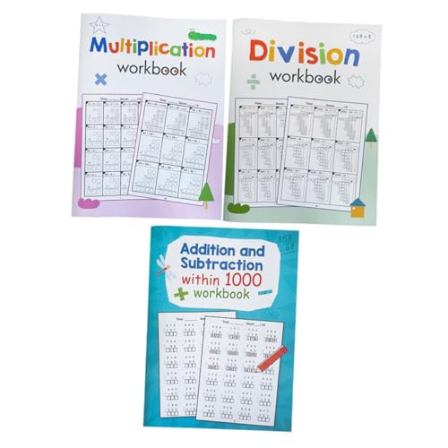 HANABASS 3 Stück Teiliges Mathematik übungsheft Multiplikation Division für Grundschüler mit Altersgerechten Aufgaben Vielseitig Einsetzbar für Schule Zuhause und Unterwegs Fördert von HANABASS