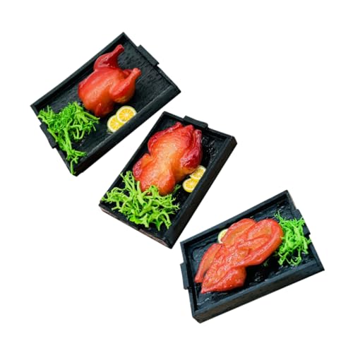 HANABASS 3 Stück Teiliges Miniatur Dollhouse Essensset mit Täuschend Echten Miniatur Brathähnchen Gans und Ente Realistische Küchenrequisiten für Puppenhaus Deko und Bastelprojekte von HANABASS
