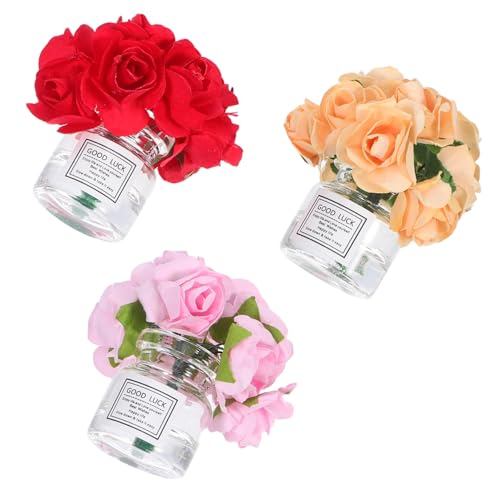 HANABASS 3 Stück Teiliges Miniatur-Dollhouse Kleinen Vasen und Künstlichen Rosen Nordisches Design Präzise Details Vielseitige Dekoration für Puppenhäuser und Miniaturlandschaften von HANABASS