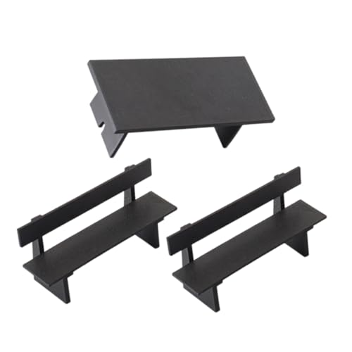 HANABASS 3 Stück Teiliges Miniatur Puppenhaus Möbelset mit Langer Bank und Tisch Kompakte Mini Möbelstuhl Garnitur für Kreative Dekoration und Gartenpark Accessoire von HANABASS