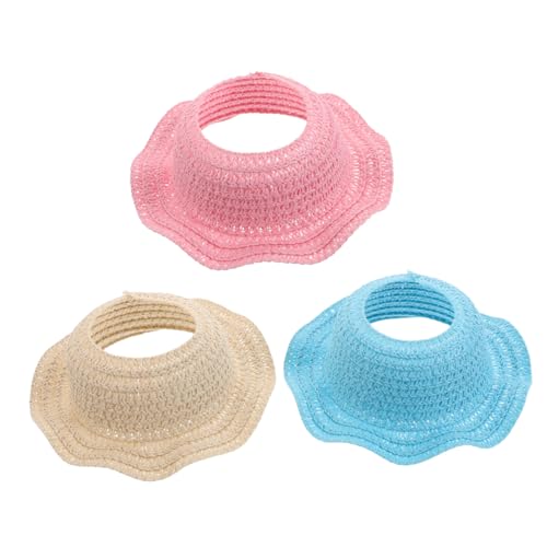 HANABASS 3 Stück Teiliges Miniatur Woven Hüte für Puppen Handgefertigte Strohhüte mit Breiter Krempe DIY Kostümzubehör für Puppen Passform Zeitloser Stil Luftiges Design von HANABASS