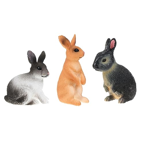 HANABASS 3 Stück Teiliges Realistisch Gestaltetes Kaninchen Modell aus Naturgetreue Hase Figuren für Dekoration Kreativität und Tiererkennung von HANABASS
