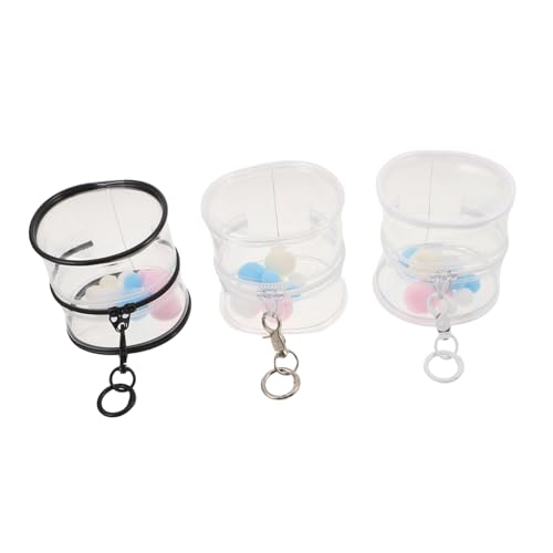 HANABASS 3 Stück Teiliges Transparentes PVC Display Täschenset mit Schlüsselanhänger Robuster Kratzfester Aufbewahrungsbeutel für Sammelfiguren Tragbarer Organizer zum Aufhängen für Reisen von HANABASS