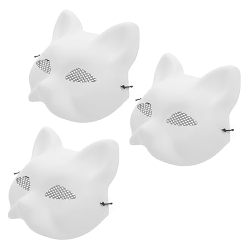 HANABASS 3 Stück Teiliges Weiße Fuchsmaske aus PVC Unbemalt und Spitzenverziert DIY Masquerade Supplies für Halloween Kostüme Karneval Fasching und Kunsthandwerk HANABASS 3 Stück Teiliges Weiße Fuchsmaske aus PVC Unbemalt und Spitzenverziert DIY Masquerade Supplies für Halloween Kostüme Karneval Fasching und Kunsthandwerk von HANABASS