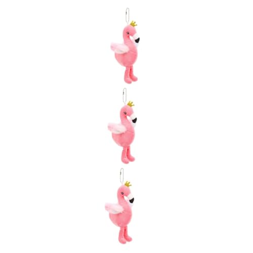 HANABASS 3 Stück Weiches Flamingo Plüschtier Kuscheltier Süßes Vogelspielzeug für Mädchen Langlebiges PP Baumwoll Material als Taschenanhänger und Dekoration von HANABASS