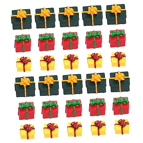 HANABASS 30 Stück Geschenkbox aus Harz deko Christmas Decoration ästhetisch Urlaubsminiaturen Mini-Geschenkbox-Ornament aus Harz kleine weihnachtsgeschenkbox von HANABASS